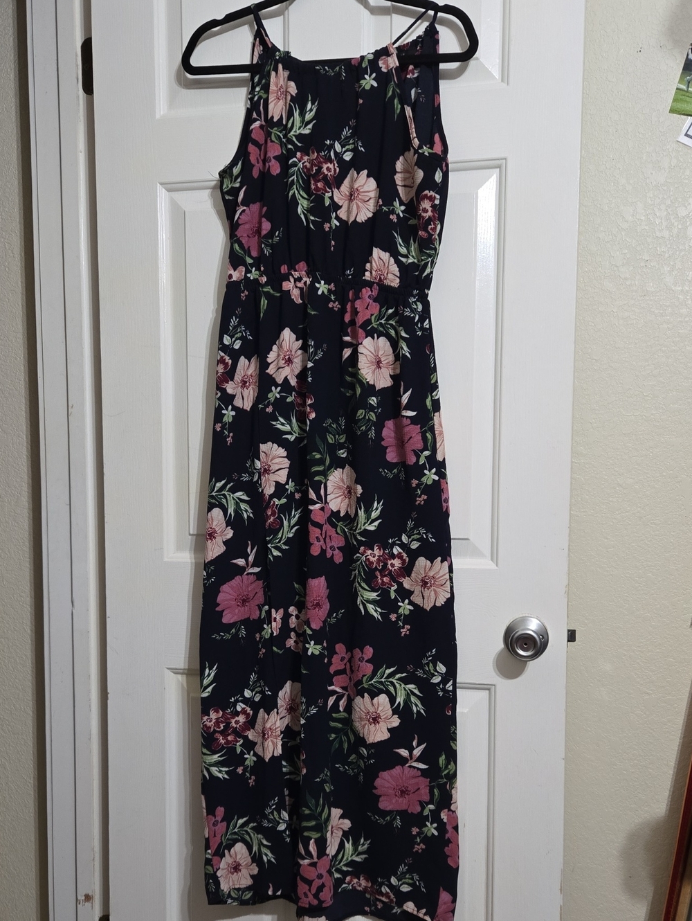 New Look Navy Maxi Dress with Pink and Cream Floral Print